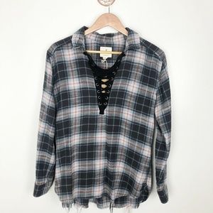 NEW American Eagle Oversized Fit Lace-up Flannel